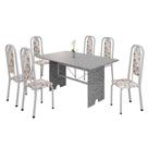 Conjunto de Mesa Tubular 6 Cadeiras 140x75cm Mart Perola com Tampo em Granito Ocre Letícia 070 - Tudo de Móveis
