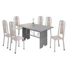 Conjunto de Mesa Tubular 6 Cadeiras 140x75cm Mart Perola com Tampo em Granito Ocre Letícia 070 - Tudo de Móveis