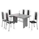 Conjunto de Mesa Tubular 6 Cadeiras 140x75cm Mart Perola com Tampo em Granito Ocre Letícia 070 - Tudo de Móveis