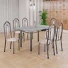 Conjunto de Mesa Tubular 6 Cadeiras 140x75cm Mart Prata com Tampo em Granito Topázio Brenda 010 - Tudo de Móveis