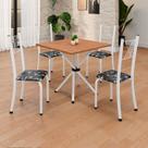 Conjunto de Mesa Tubular 70cm X 70cm Tampo em Mdf com 4 Cadeiras Sara