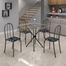 Conjunto de Mesa Tubular 70x70cm Tampo de Vidro com 4 Cadeiras Ane B