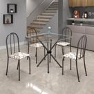Conjunto de Mesa Tubular 70x70cm Tampo de Vidro com 4 Cadeiras Ane B