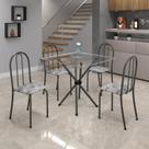 Conjunto de Mesa Tubular 70x70cm Tampo de Vidro com 4 Cadeiras Ane B