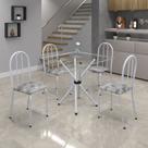 Conjunto de Mesa Tubular 70x70cm Tampo de Vidro com 4 Cadeiras Ane B