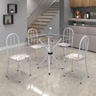 Conjunto de Mesa Tubular 70x70cm Tampo de Vidro com 4 Cadeiras Ane B