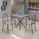 Conjunto de Mesa Tubular 70x70cm Tampo em Granito com 4 Cadeiras Ane B