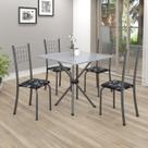 Conjunto de Mesa Tubular 70x70cm Tampo em Granito com 4 Cadeiras Dany