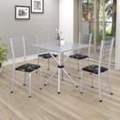Conjunto de Mesa Tubular 70x70cm Tampo em Granito com 4 Cadeiras Dany