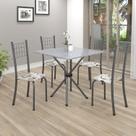 Conjunto de Mesa Tubular 70x70cm Tampo em Granito com 4 Cadeiras Dany