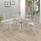Conjunto de Mesa Tubular 70x70cm Tampo em Granito com 4 Cadeiras Dany Conjunto de Mesa Tubular 70x70cm Tampo em Granito com 4 Cadeiras Dany