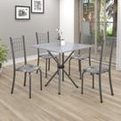 Conjunto de Mesa Tubular 70x70cm Tampo em Granito com 4 Cadeiras Dany