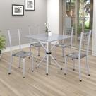 Conjunto de Mesa Tubular 70x70cm Tampo em Granito com 4 Cadeiras Dany