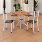 Conjunto de Mesa Tubular 70x70cm Tampo em MDF 4 Cadeiras Sara Branco/Preto Liso Conjunto de Mesa Tubular 70x70cm Tampo em MDF 4 Cadeiras Sara Branco/Preto Liso