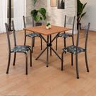 Conjunto de Mesa Tubular 70x70cm Tampo em Mdf Cinamomo com 4 Cadeiras Sara Conjunto de Mesa Tubular 70x70cm Tampo em Mdf Cinamomo com 4 Cadeiras Sara