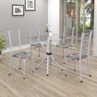 Conjunto de Mesa Tubular 70x70cm Tampo em Vidro com 4 Cadeiras Dany