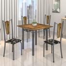 Conjunto de Mesa Tubular 75x75cm Tampo de Madeira com 4 Cadeiras Júlia