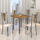 Conjunto de Mesa Tubular 75x75cm Tampo de Madeira com 4 Cadeiras Júlia
