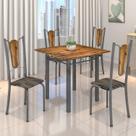 Conjunto de Mesa Tubular 75x75cm Tampo de Madeira com 4 Cadeiras Júlia