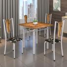 Conjunto de Mesa Tubular 75x75cm Tampo de Madeira com 4 Cadeiras Júlia