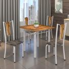 Conjunto de Mesa Tubular 75x75cm Tampo de Madeira com 4 Cadeiras Júlia