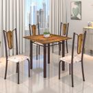 Conjunto de Mesa Tubular 75x75cm Tampo de Madeira com 4 Cadeiras Júlia