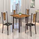 Conjunto de Mesa Tubular 75x75cm Tampo de Madeira com 4 Cadeiras Júlia