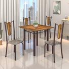 Conjunto de Mesa Tubular 75x75cm Tampo de Madeira com 4 Cadeiras Júlia