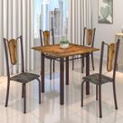 Conjunto de Mesa Tubular 75x75cm Tampo de Madeira com 4 Cadeiras Júlia