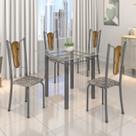 Conjunto de Mesa Tubular 75x75cm Tampo de Vidro com 4 Cadeiras Júlia