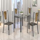 Conjunto de Mesa Tubular 75x75cm Tampo de Vidro com 4 Cadeiras Júlia