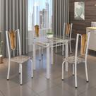 Conjunto de Mesa Tubular 75x75cm Tampo de Vidro com 4 Cadeiras Júlia