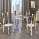 Conjunto de Mesa Tubular 75x75cm Tampo de Vidro com 4 Cadeiras Júlia