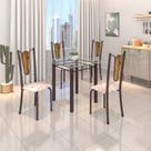 Conjunto de Mesa Tubular 75x75cm Tampo de Vidro com 4 Cadeiras Júlia