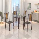 Conjunto de Mesa Tubular 75x75cm Tampo de Vidro com 4 Cadeiras Júlia