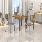 Conjunto de Mesa Tubular 75x75cm Tampo de Vidro com 4 Cadeiras Júlia