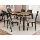 Conjunto de Mesa Tubular Com 6 Cadeiras 151 Malva Tampo BP 1,36m Nature SF Preto/Cedro - Movelpolo
