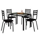 Conjunto De Mesa Tubular de Cozinha Malva Preto 107 X 70 cm Com 4 Cadeiras 118 Assento Preto Artefamol