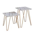 Conjunto de Mesas Quadradas Thassos Estrutura Cobre 60cm - 59290