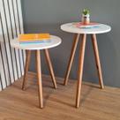 Conjunto de Mesinhas Canto E Apoio Pe Palito Decorativa