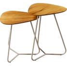 Conjunto De Mesinhas Laterais Orgânica estilo industrial moderno para sala - Madeira maciça e base de metal