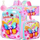 Conjunto de Mochila AGSDON para Meninas com Borboleta, 3 Peças, 16" Infantil com Lancheira Conjunto de Mochila AGSDON para Meninas com Borboleta, 3 Peças, 16" Infantil com Lancheira