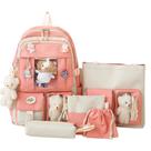 Conjunto de mochila JQWSVE Kawaii com pingentes e alfinetes para mulheres