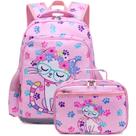 Conjunto de mochila Octsky Kids School com lancheira Pink Cat