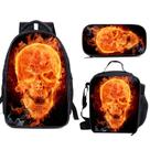 Conjunto de mochilas, 3 peças, mochila escolar Skulls Anime para crianças