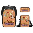 Conjunto de mochilas, 3 peças, Pizzas Towers, desenhos animados, crianças, escola, nylon Conjunto de mochilas, 3 peças, Pizzas Towers, desenhos animados, crianças, escola, nylon