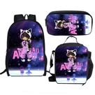 Conjunto de mochilas Aphmaus Anime School, 3 peças com mensageiro e bolsa para lápis