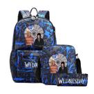 Conjunto de mochilas às quartas-feiras, Anime School, 3 unidades com bolsa de ombro Conjunto de mochilas às quartas-feiras, Anime School, 3 unidades com bolsa de ombro