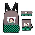 Conjunto de mochilas com impressão 3D Anime School Demons Slayers para crianças