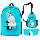 Conjunto de mochilas com impressão 3D Anime School Kids Tokyo's Satchel 3 unidades